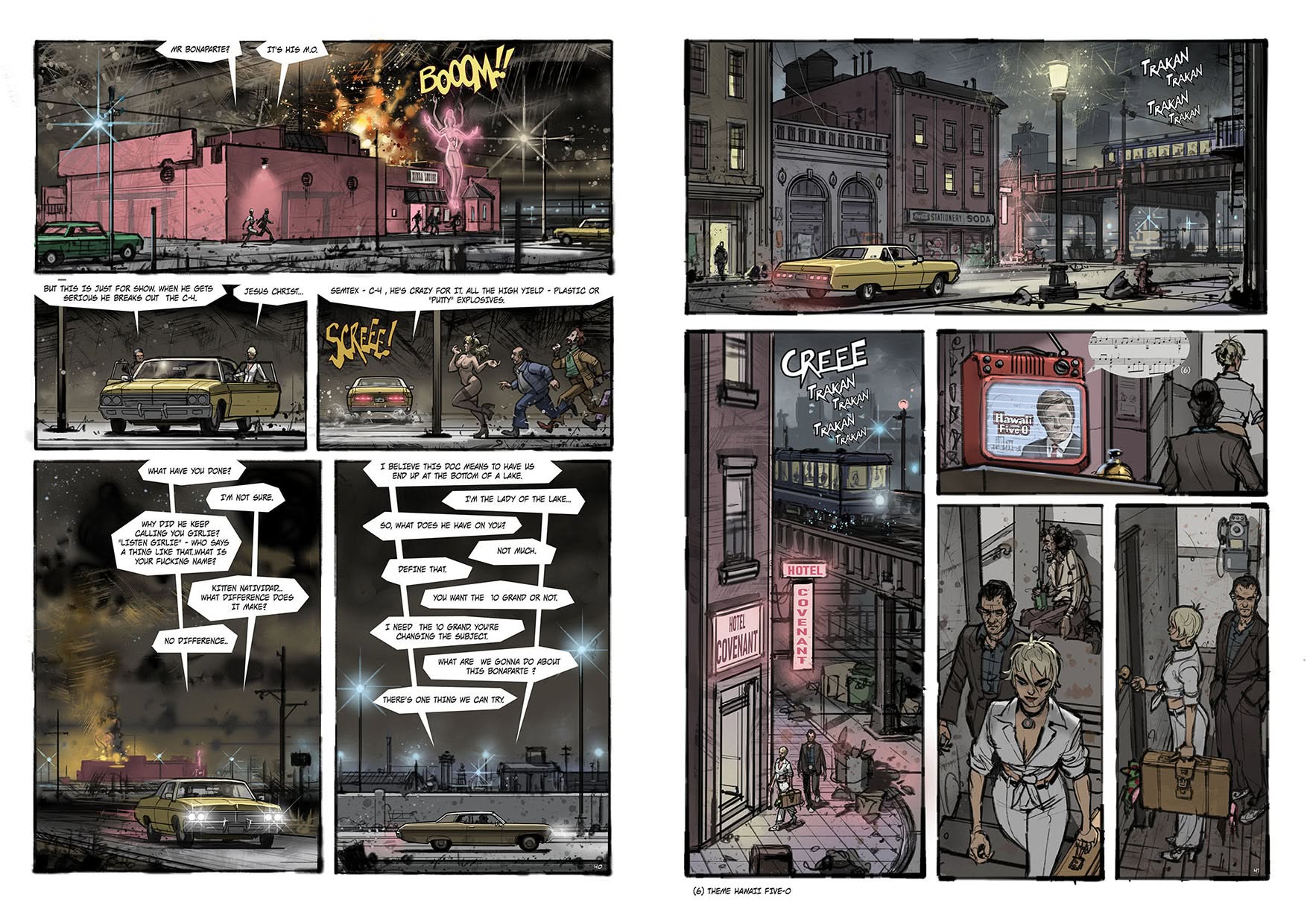 MOMO, pages 40-41, MadCave publisher. Digital. Script JOHN CUSACK